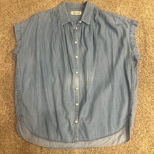 Madewell Blue Cap Sleeve Button Down Shirt